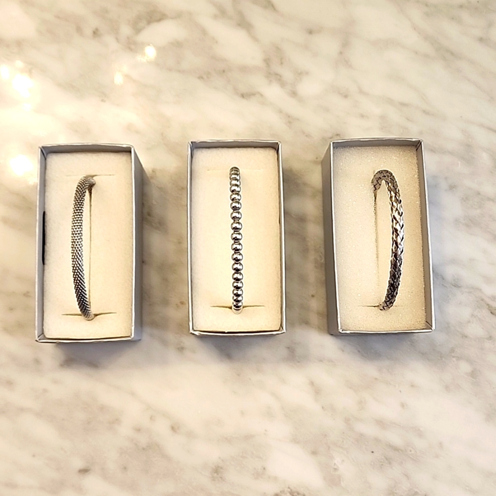 STERLING SILVER, SET OF THREE CUFF BRACELETS
